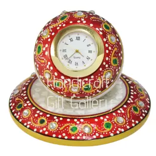 Premium Marble Round Stand Clock for Business Gifts