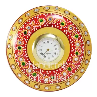 Marble Table Clock with Meenakari Work
