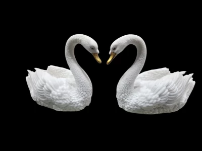 Marble Dust Swans Pair In 5 Inch
