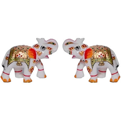 Marble Elephant Pair 4 Inch