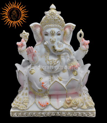 Fine Marble Dust Ganesh Ji In White Ambos Painting