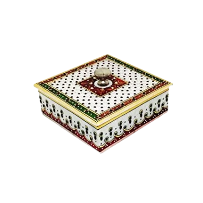 New White Marble Box In 12 Inch