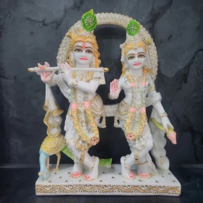New Marble Dust Jugal Radha Krishna in 18 Inch