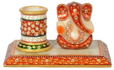 Marble Ganesh With Pen Stand