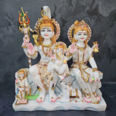 Marble Dust Shiv Pariwar Set In 9 Inch