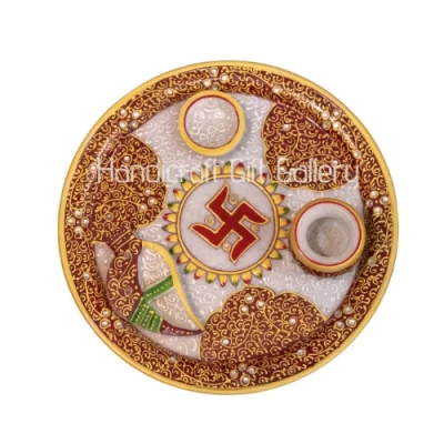 White Marble Decorative Pooja Thali