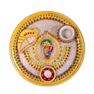 Marble Ganesh Painted Pooja Thali