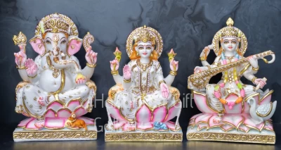 Marble Dust Ganesh Laxmi Saraswati Ji