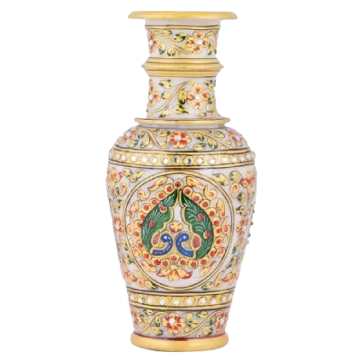 Hand Painted Gold Leaf Vase In 12 Inch