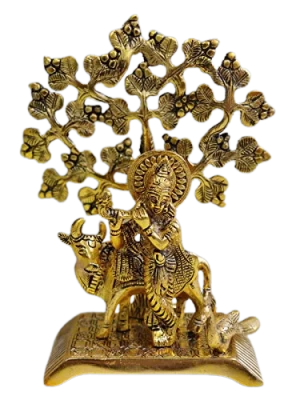 Metal Cow Krishna In 12 Inch