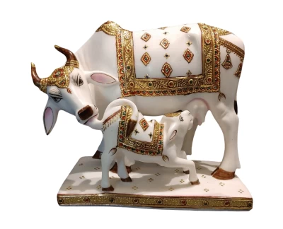 Fine Marble Dust Cow & Calf In Galicha Painting