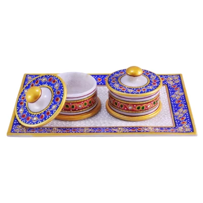 Marble 2 Dibbi Dry Fruits Tray