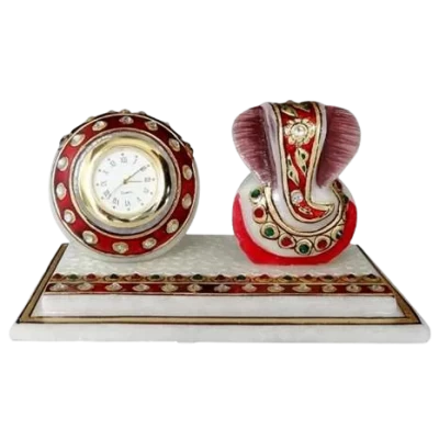 Marble Ganesh With Clock