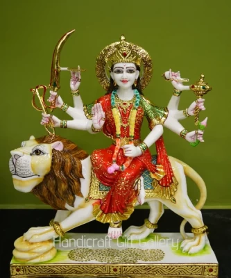 Marble Dust Durga Devi In Red Saree