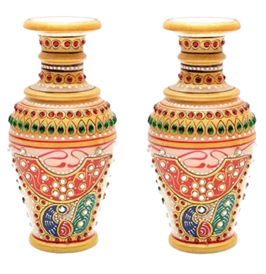 White Marble Vase Pair 15 Inch