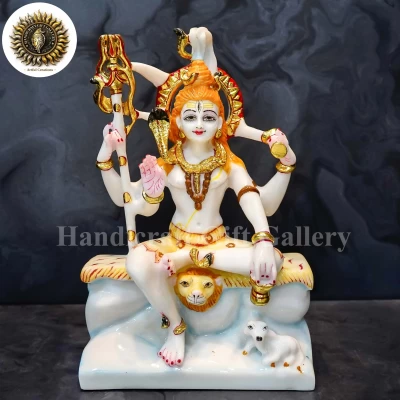 New Marble Dust Mahadev Ji In 9 Inch