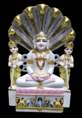 White Marble Mahavir Swami JI In 18 Inch