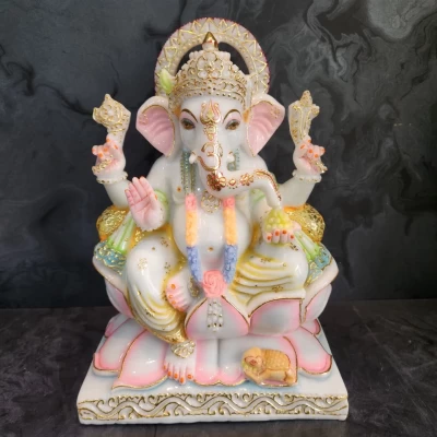 New Marble Dust Ganesh Ji In 12 Inch