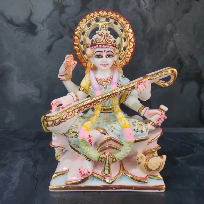 Marble Dust Saraswati In 9 Inch