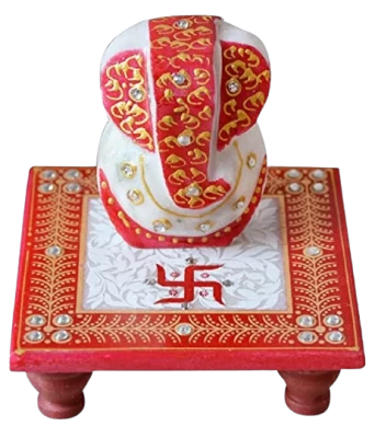 Marble Chowki Ganesh In 5 Inch