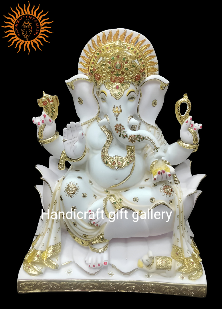 Marble Dust Ganesh Ji In Meena Painting