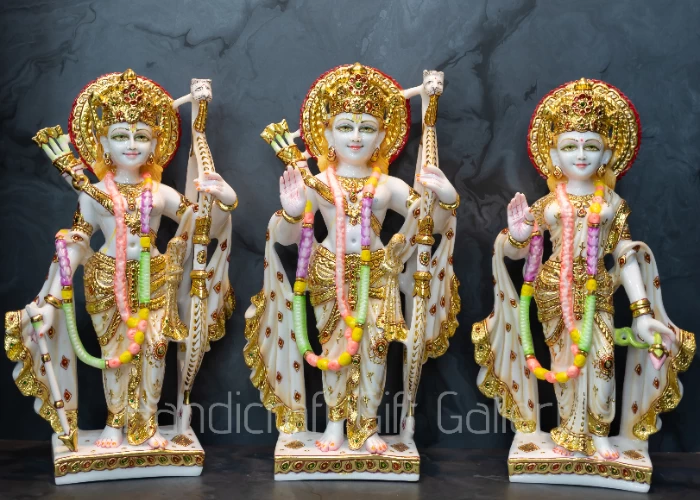 Fine Marble Dust Gold Work Ram Pariwar Set