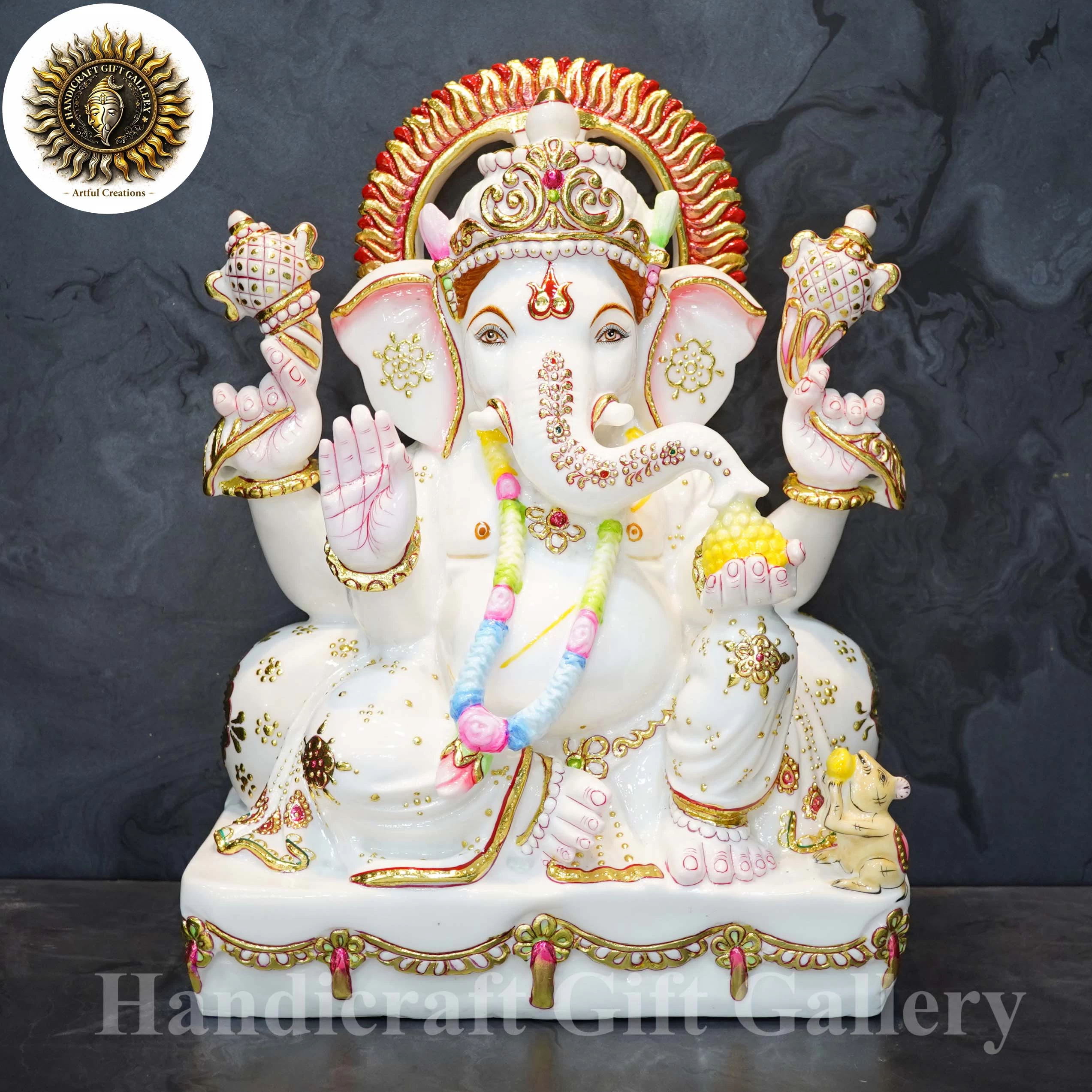 New Marble Dust Ganesh Ji In 15 Inch