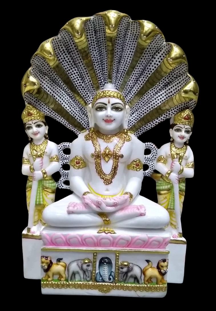 White Marble Mahavir Swami JI In 18 Inch