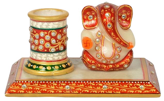 Marble Ganesh With Pen Stand