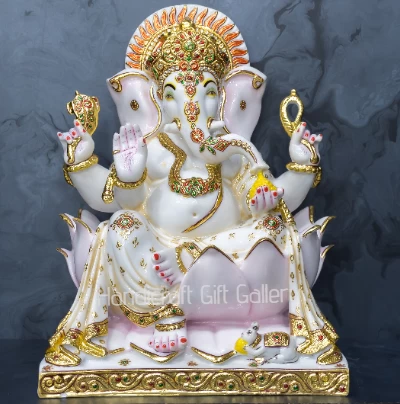 Fine Marble Dust Meena Painting Ganesh Kiran