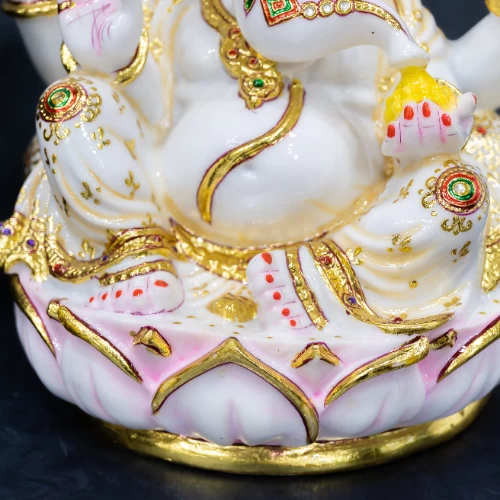 Fine Marble Dust Ganesh In Meena Painting