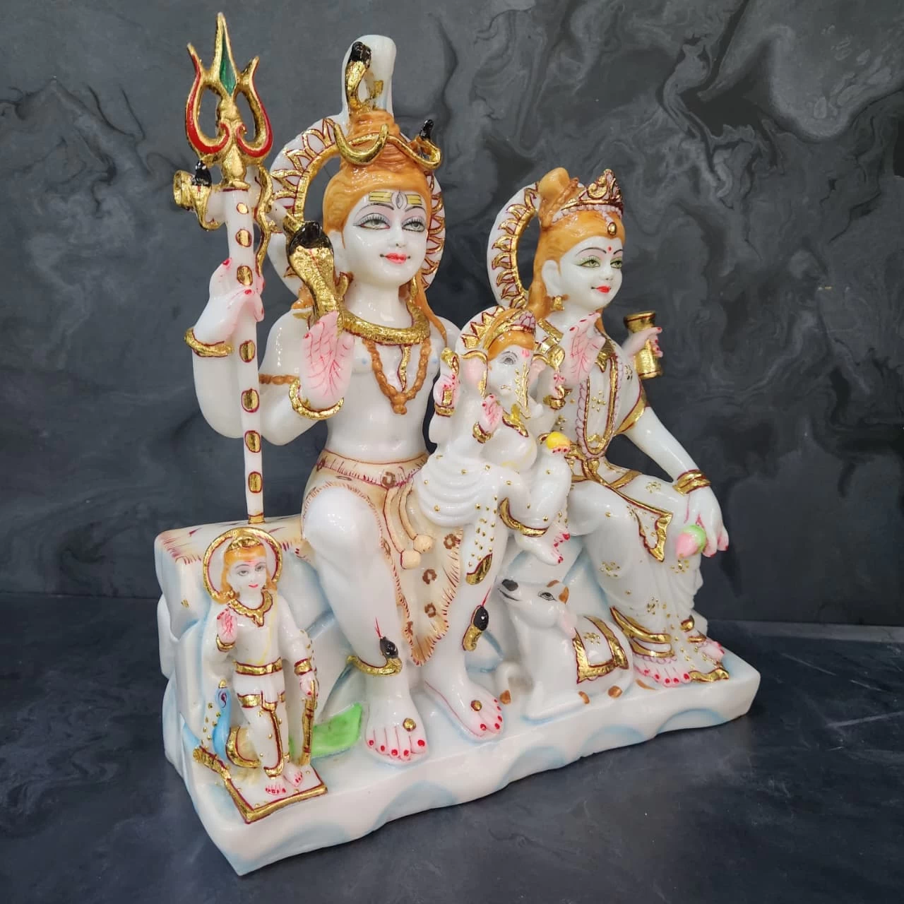 New Marble Dust Shiv Pariwar Set In 12 Inch