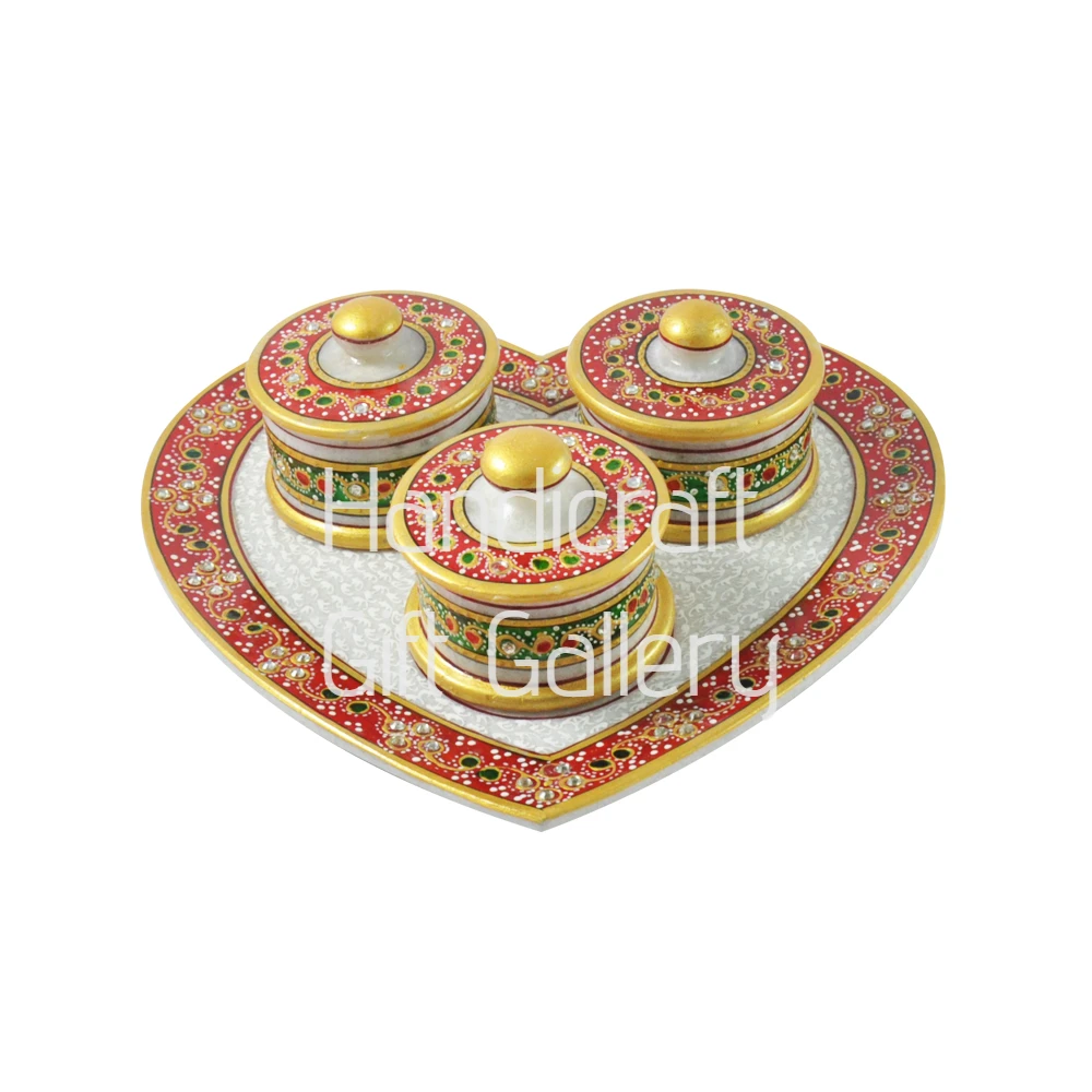 Marble 3 Dibbi Dry Fruits Tray