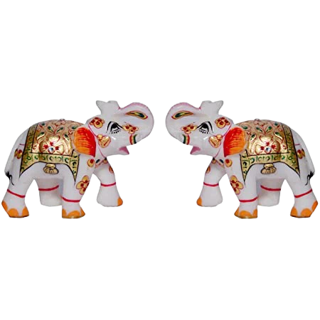 Marble Elephant Pair 4 Inch