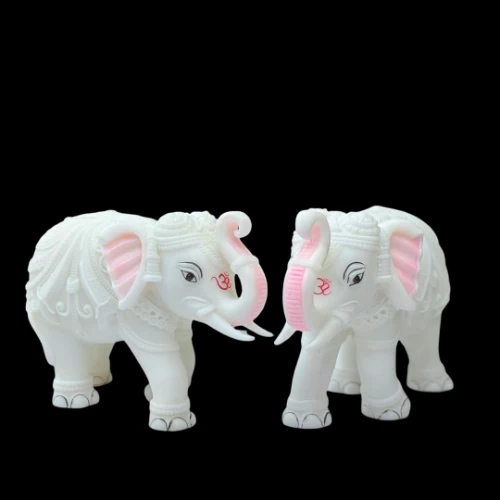 Marble Dust Elephant Pair 4 Inch