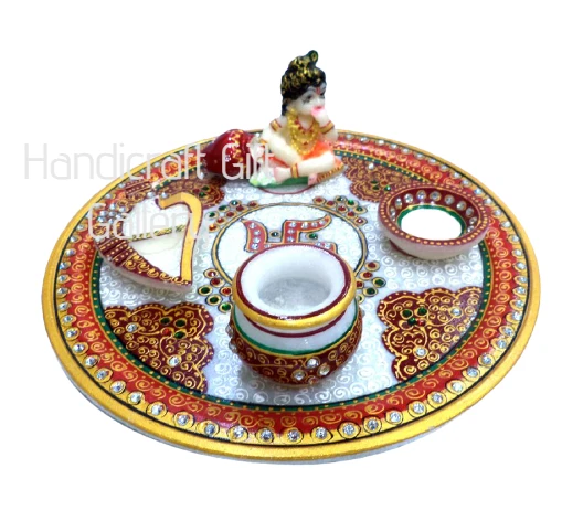 Marble Pooja Thali With Makan krishna