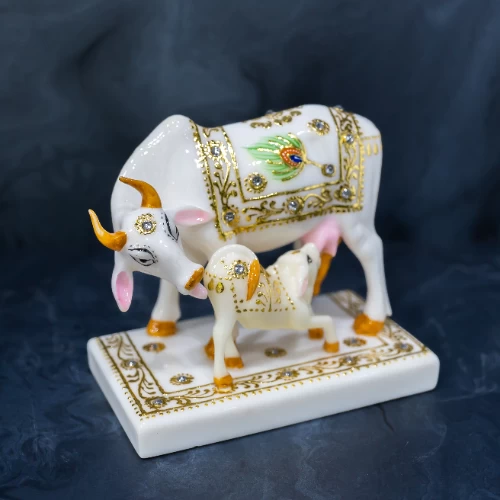 Marble Dust Cow & Calf In Morpankh Painting