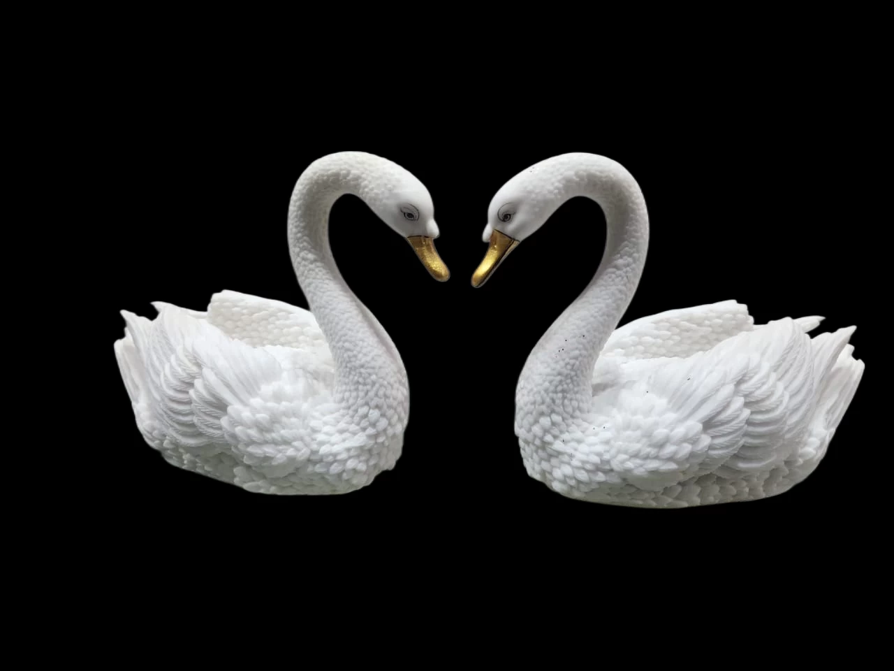 Marble Dust Swans Pair In 5 Inch