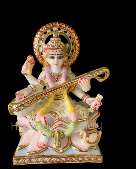 Marble Dust Saraswati In 9 Inch
