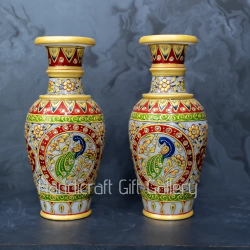 White Marble Vase Pair