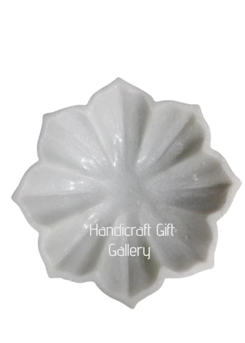 White Marble Round Patta Shaped Bowl