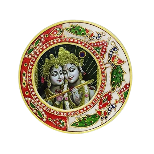 Marble Radha Krishna Photo Frame In 9 Inch
