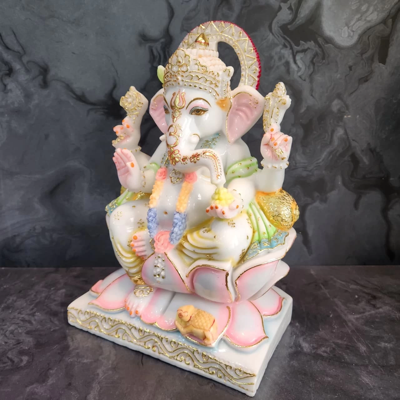 New Marble Dust Ganesh Ji In 12 Inch