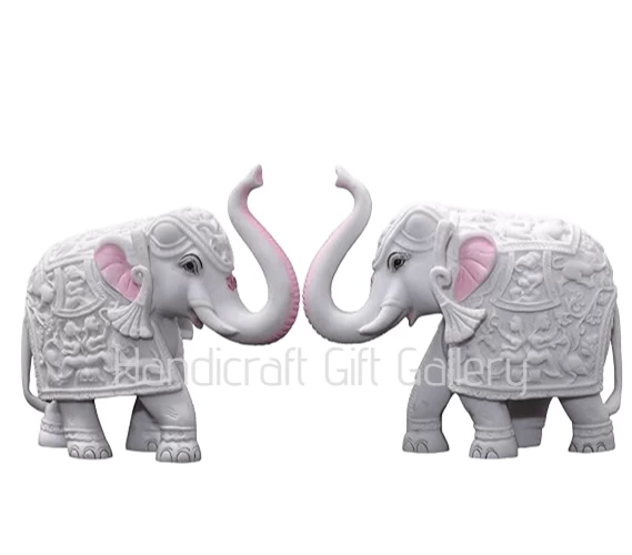 Marble Dust Elephant Pair 6 Inch