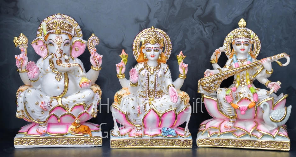 Marble Dust Ganesh Laxmi Saraswati Ji