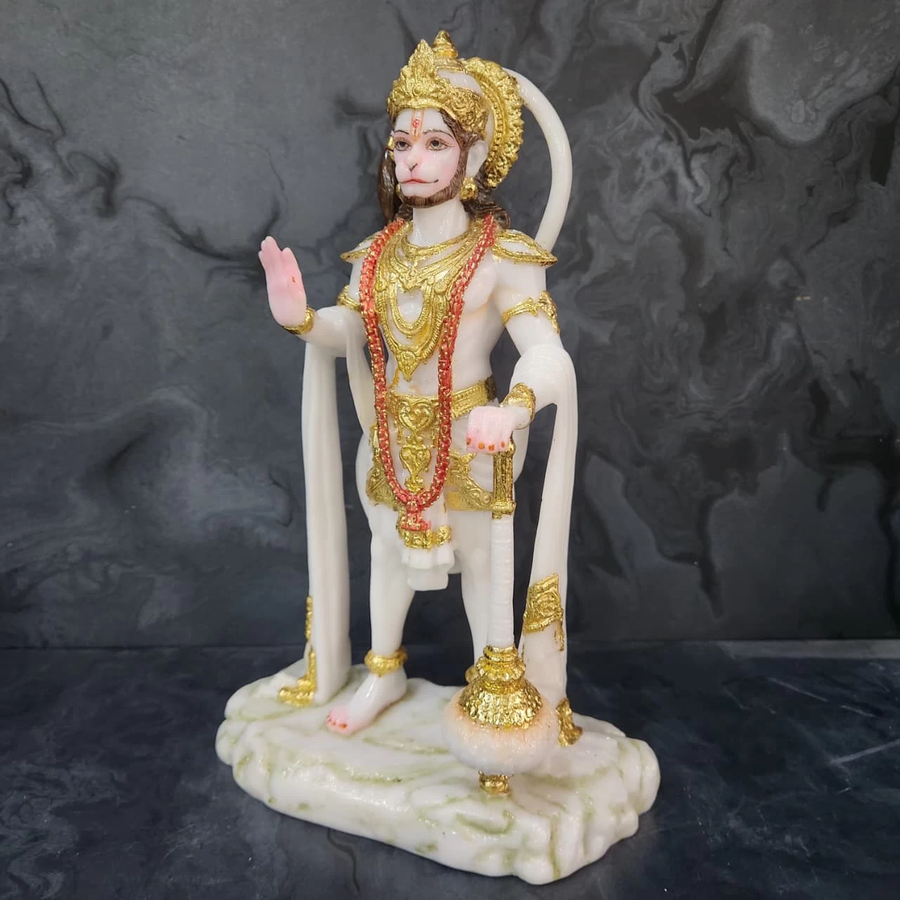 Marble Dust Khade Hanuman Ji In 12 Inch