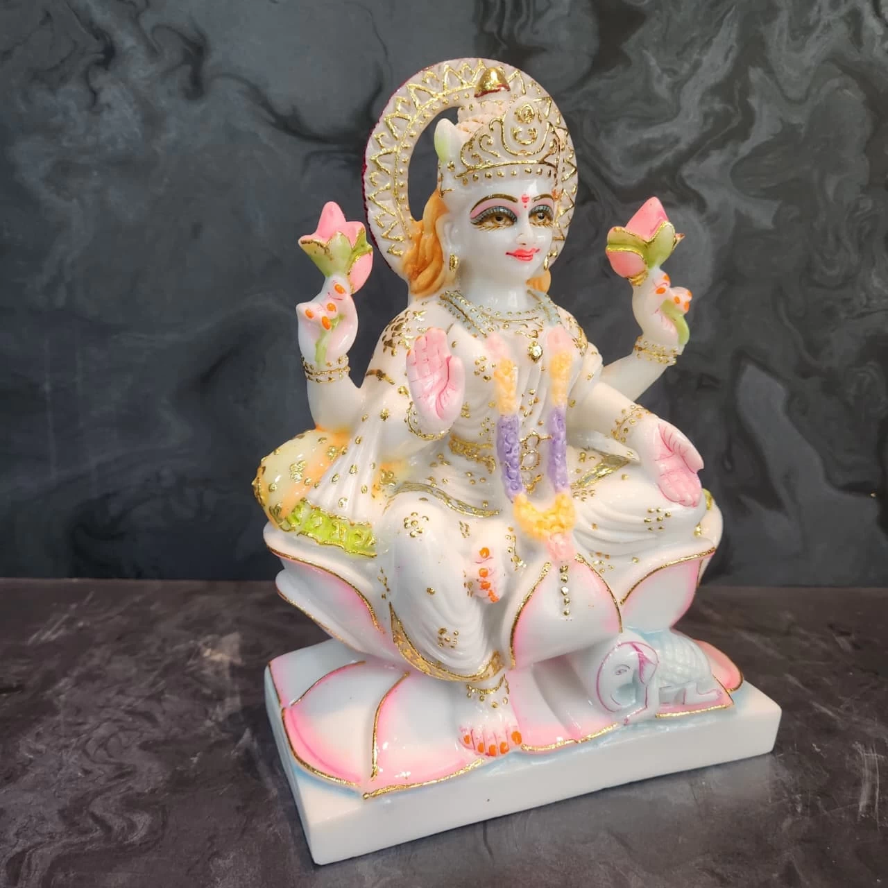 New Marble Dust Laxmi Ji In 9 Inch