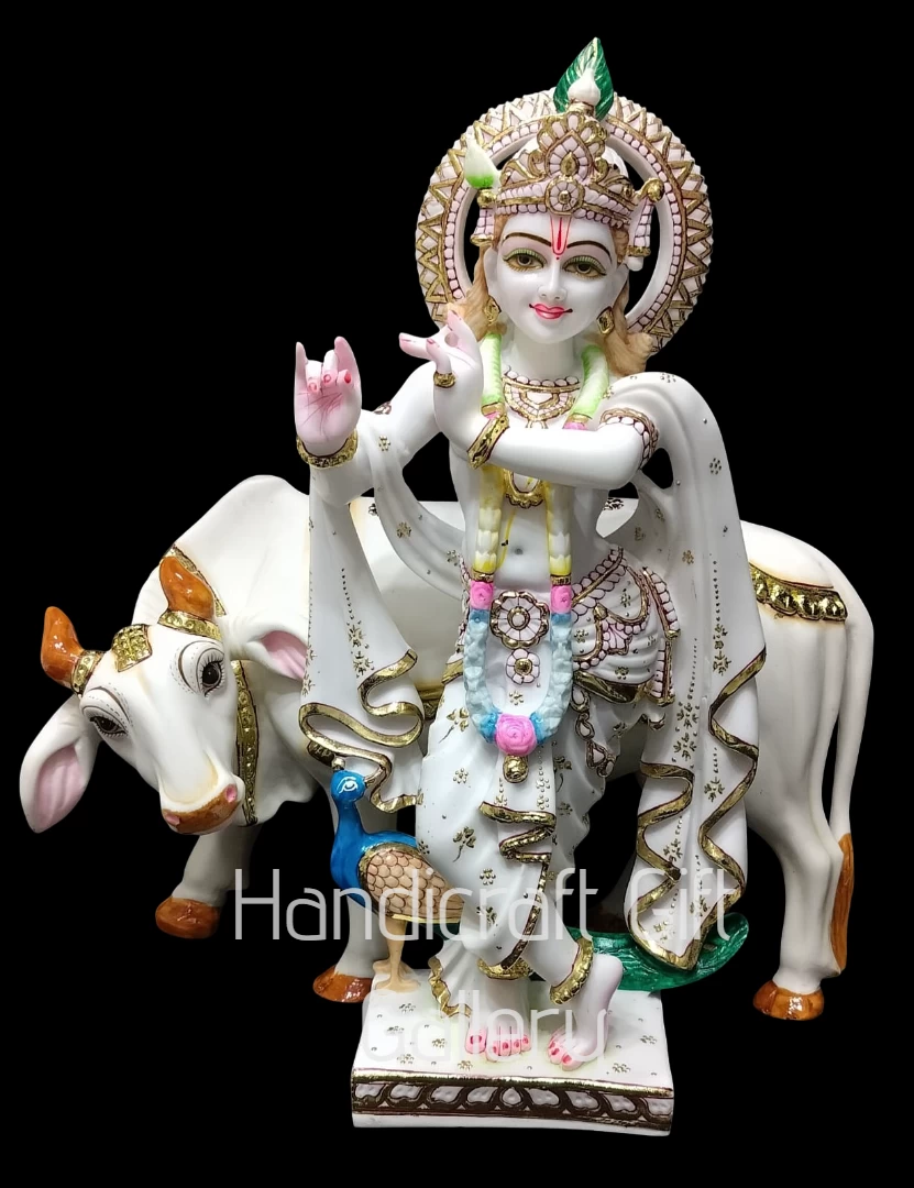 Marble Dust Cow Krishna In 18 Inch