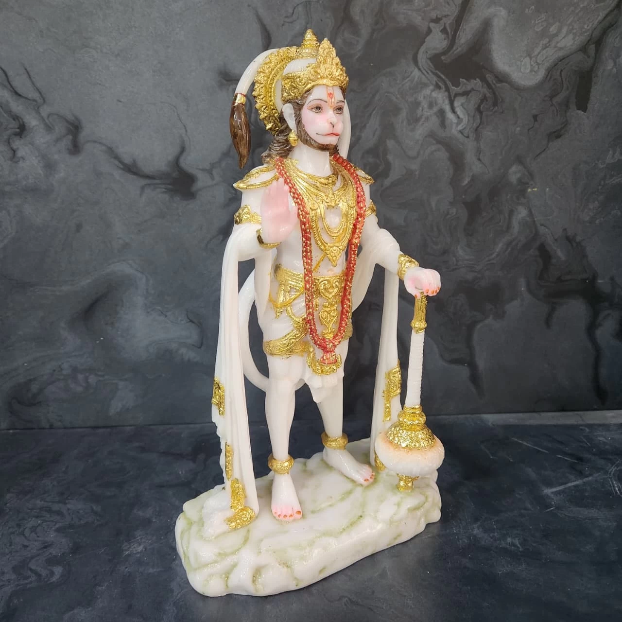 Marble Dust Khade Hanuman Ji In 12 Inch