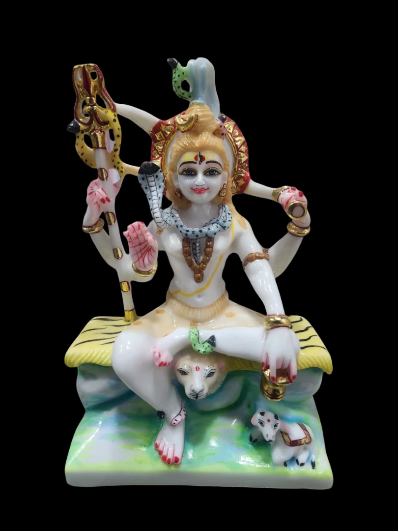 New Marble Dust Mahadev Ji In 9 Inch